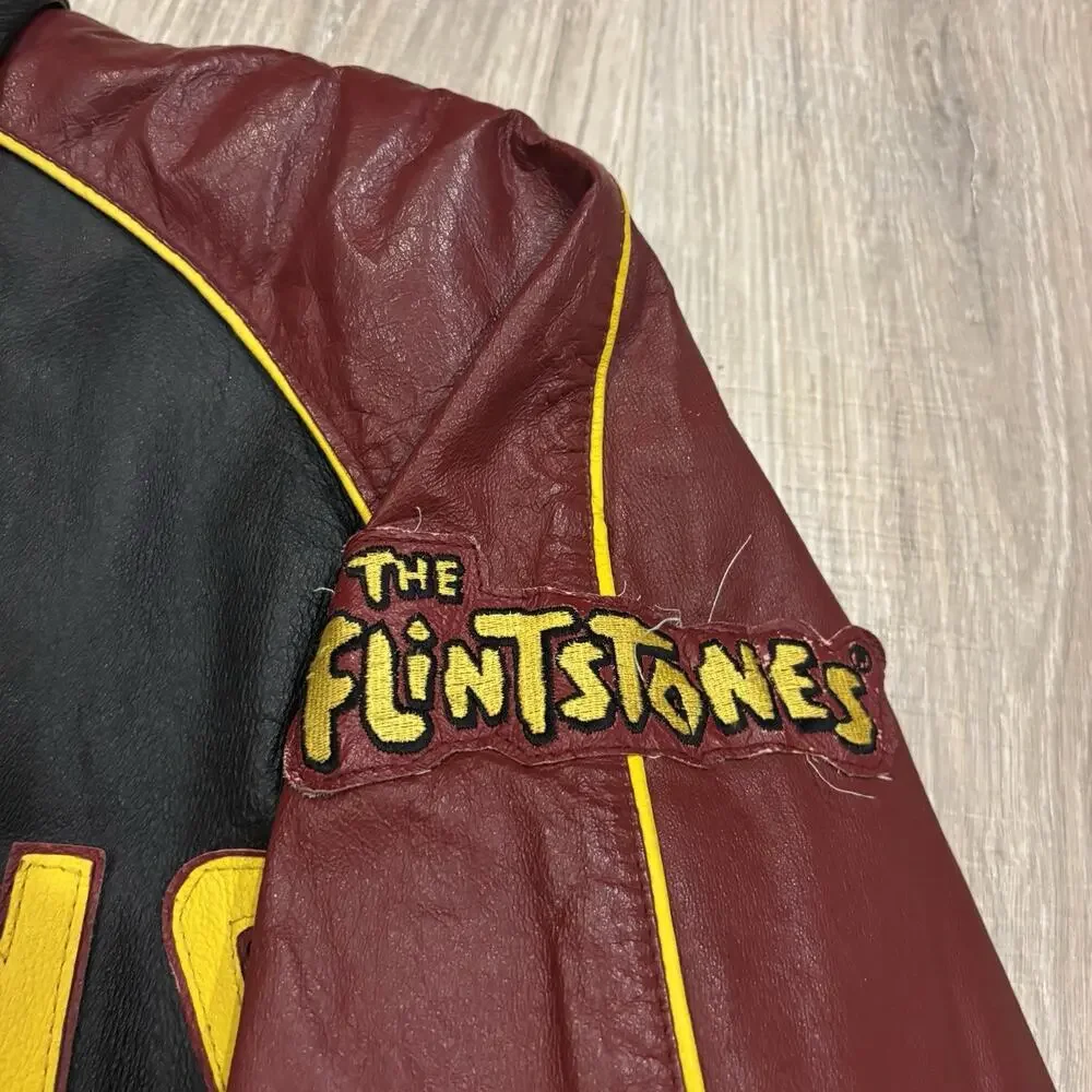 Vintage Washington Redskins The Flintstones Leather Jacket XL 90s Montana Toons